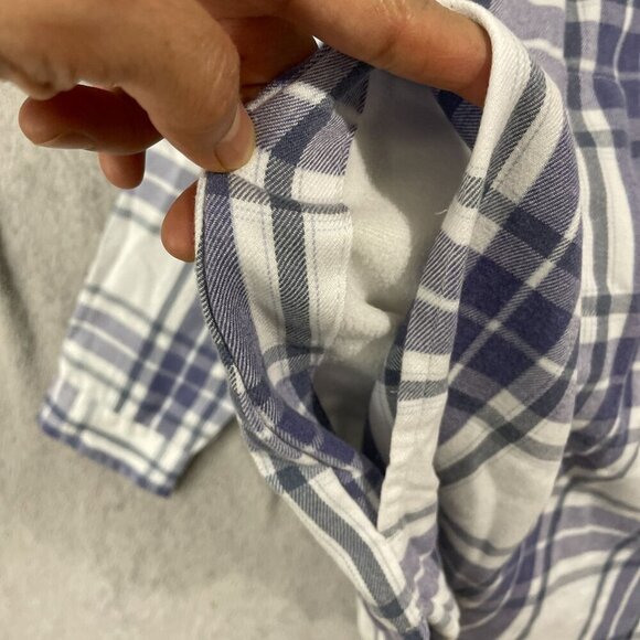 NEW Jachs Girlfriend Women's XXL Biue & White Plaid Button-Down Shirt - Picture 8 of 9